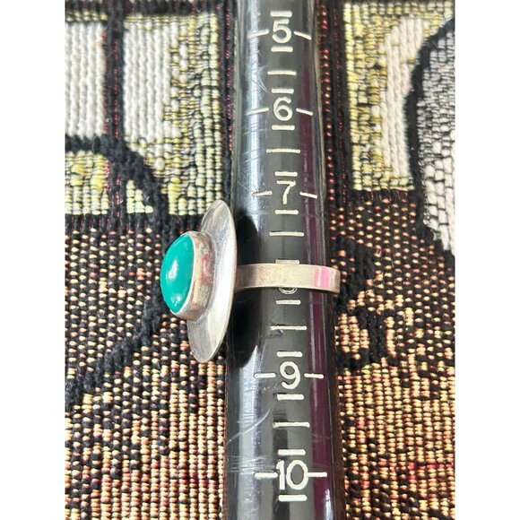 Silver 925 Green Stone Open Back Ring - Picture 8 of 8